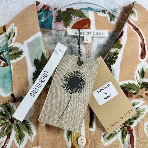 Label Of Love Womens sz L Romper Peach Tropical Print Jumpsuit Playset Vacation - Picture 5 of 12